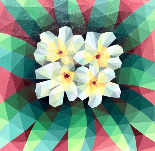 WHITE ABSTRACT TROPICAL FLOWERS Tuzhilkina Maria