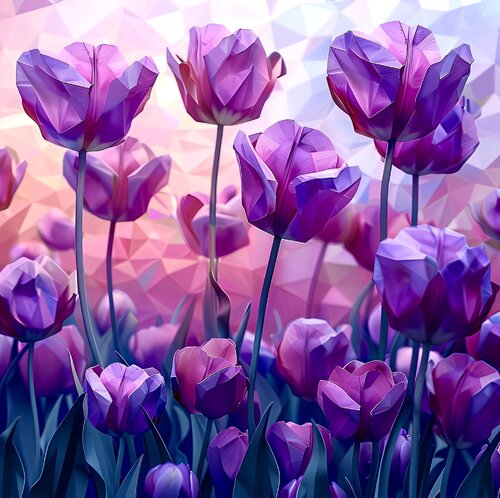 CRYSTAL LILAC TULIPS di Tuzhilkina Maria, Digitale in vendita su Singulart