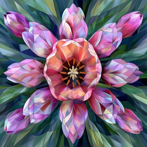 BOUQUET OF PINK TULIPS di Tuzhilkina Maria, Digitale in vendita su Singulart