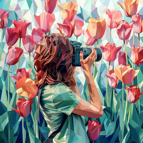 MAGICAL PHOTO IN A FIELD OF SCARLET TULIPS Tuzhilkina Maria
