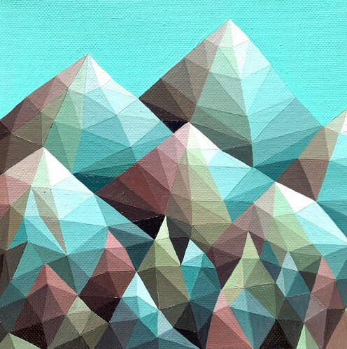 SNOWY EMERALD MOUNTAIN PEAKS di Tuzhilkina Maria, Pittura in vendita su Singulart