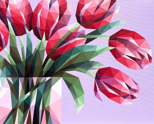 RED TULIPS IN A VASE van Tuzhilkina Maria, Schilderij te koop op Singulart