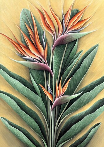 TROPICAL ORANGE STRELITZIA by Tuzhilkina Maria, Painting for Sale on Singulart