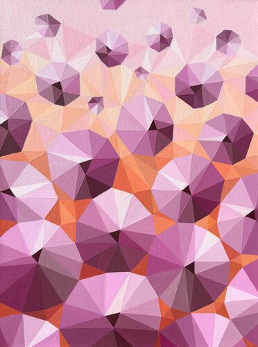 ORANGE SUMMER IN PINK-BURGUNDY CIRCLES de Tuzhilkina Maria, Pintura a la venta en Singulart