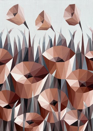GEOMETRIC TERRACOTTA FLOWERS by Tuzhilkina Maria, 油畫 for Sale on Singulart