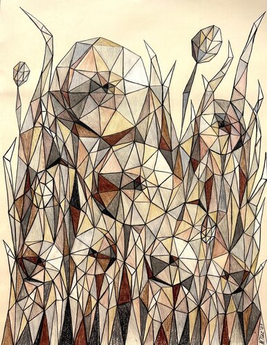 DANCE OF BEIGE FLOWERS van Tuzhilkina Maria, Tekening te koop op Singulart