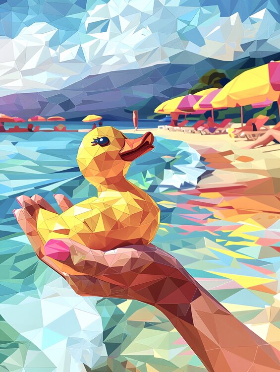 SUMMER SEA LANDSCAPE WITH A TOY DUCK Tuzhilkina Maria