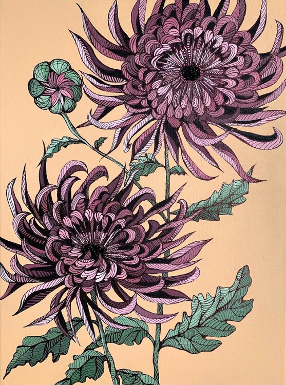 AUTUMN BURGUNDY ASTERS Tuzhilkina Maria