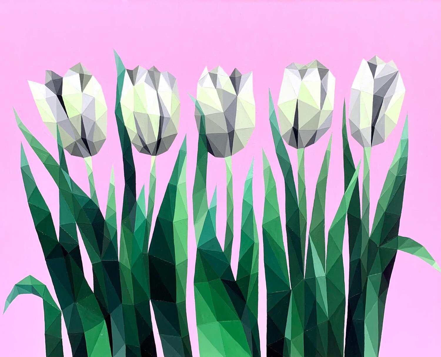 WHITE TULIPS ON A PINK BACKGROUND Tuzhilkina Maria Originalgemälde zu verkaufen