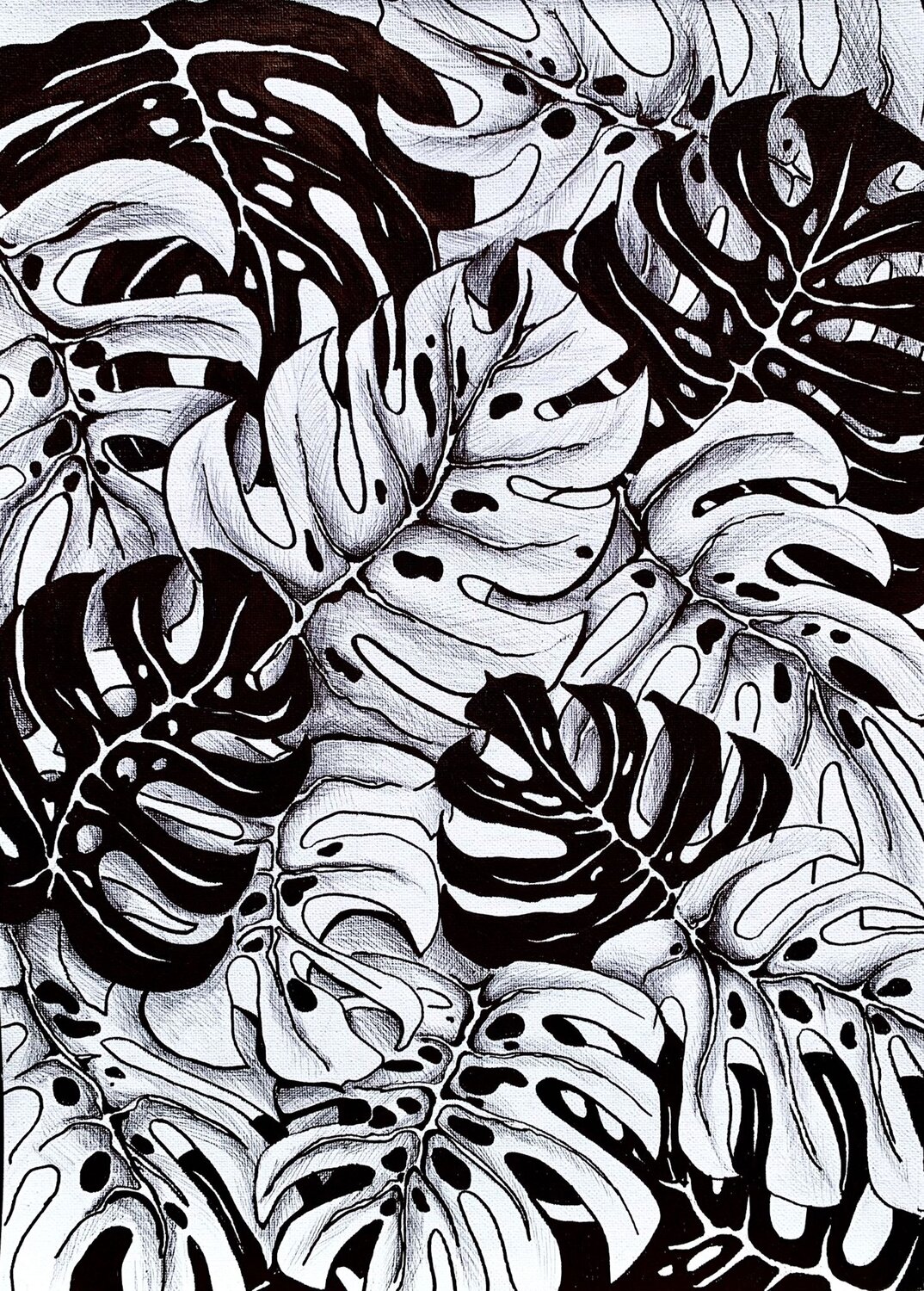 MONSTERA GRAPHIC LEAVES Tuzhilkina Maria