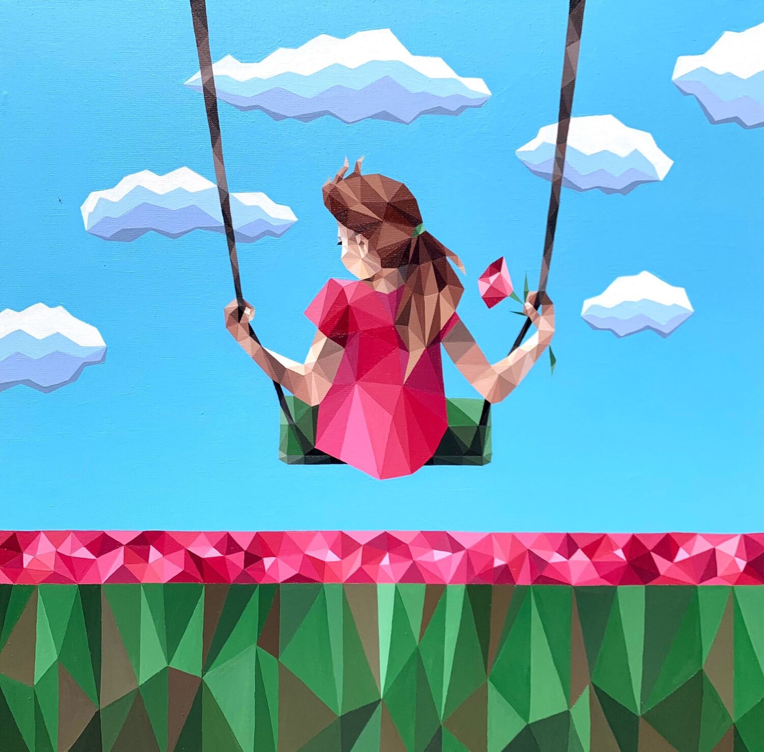 THE GIRL ON A SWING Tuzhilkina Maria Originalgemälde zu verkaufen