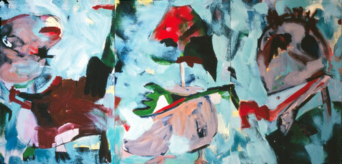 Auch Vögel leben im Morgenblau - Triptychon (3 Teile) von Annette Kunow, Malerei kaufen auf Singulart