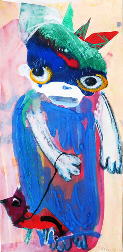 An der Leine mit Flocki van Annette Kunow, Werk op papier te koop op Singulart