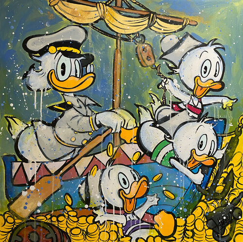 «Row Row Row» feat. Scrooge McDuck/ Huey, Dewey and Louie (Disney) van CHORGY, Schilderij te koop op Singulart