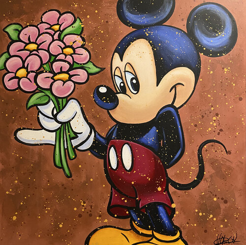 «FlowerMouse» feat. Mickey Mouse (Disney) van CHORGY, Schilderij te koop op Singulart