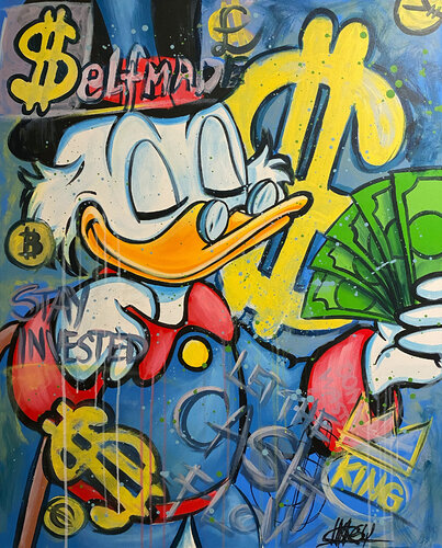 «Scrooge n Dollahs» feat. Scrooge McDuck (Disney) van CHORGY, Schilderij te koop op Singulart