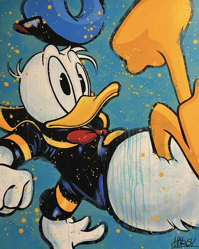 «Slippery Slope Donald» feat. Donald Duck (Disney) van CHORGY, Schilderij te koop op Singulart