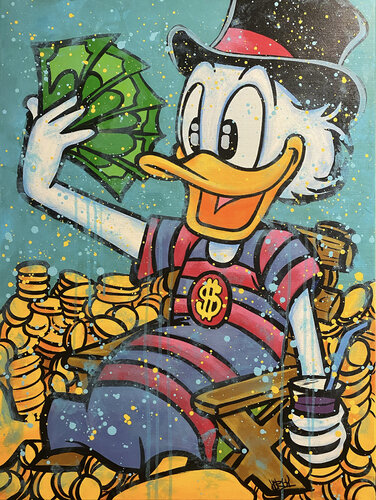 «Cash Fan» feat. Scrooge McDuck (Disney) van CHORGY, Schilderij te koop op Singulart