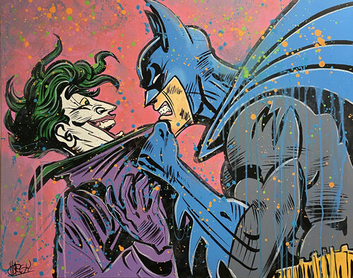 «Happy Mistake» feat. Joker/Batman (DC Comics) van CHORGY, Schilderij te koop op Singulart