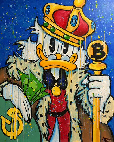 «King Bitcoin» feat. Scrooge McDuck (Disney) van CHORGY, Schilderij te koop op Singulart