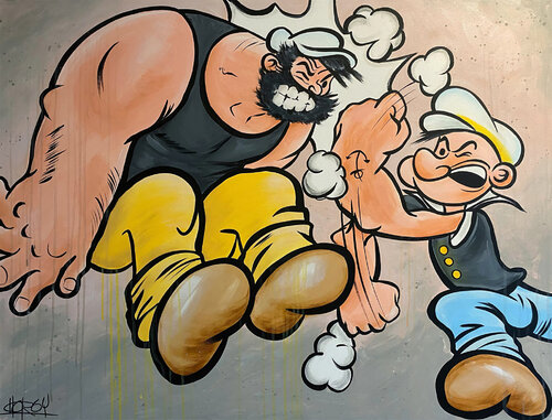 «Popeye vs Bluto» feat. Popeye/Bluto van CHORGY, Schilderij te koop op Singulart