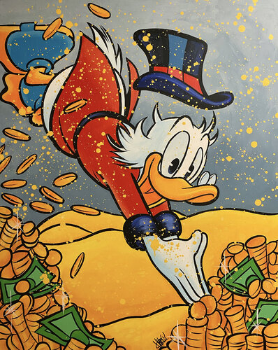 «Money Dive» feat. Scrooge McDuck (Disney) van CHORGY, Schilderij te koop op Singulart