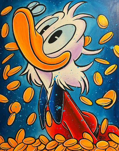 «Coin Splash» feat. Scrooge McDuck (Disney) van CHORGY, Schilderij te koop op Singulart