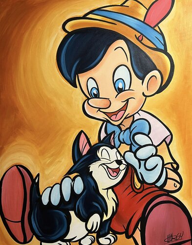 «Love Got No Strings» feat. Pinocchio (Disney) van CHORGY, Schilderij te koop op Singulart