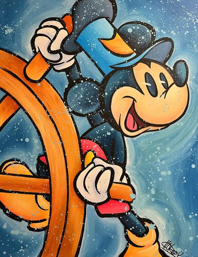 «Steamboat Willie Color Edition» feat. Mickey Mouse (Disney) van CHORGY, Schilderij te koop op Singulart