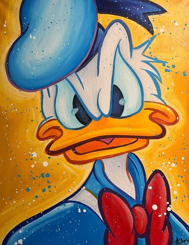 « Duck with Yellow» feat. Donald Duck (Disney) van CHORGY, Schilderij te koop op Singulart