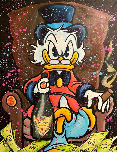 «Golden Bubbles #2» feat. Scrooge McDuck (Disney) van CHORGY, Schilderij te koop op Singulart