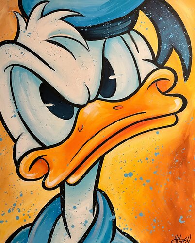 «Shady in Yellow» feat. Donald Duck (Disney) van CHORGY, Schilderij te koop op Singulart