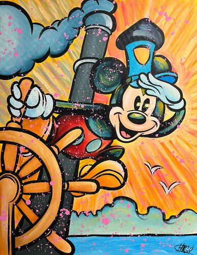 «Steamboat Willie Fest Edition» feat. Mickey Mouse (Disney) van CHORGY, Schilderij te koop op Singulart