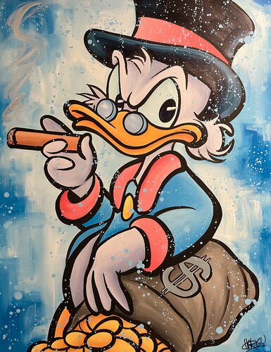 «Cigar & Coins» feat. Scrooge McDuck (Disney) van CHORGY, Schilderij te koop op Singulart