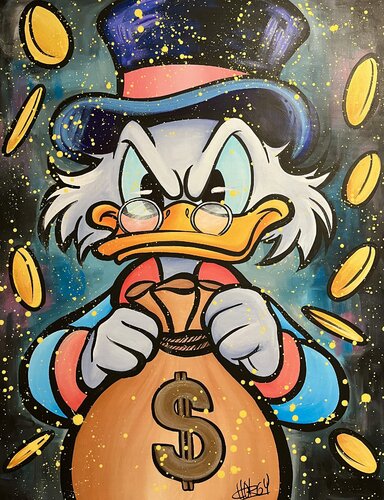 «Guardian of the Money Bag» feat. Scrooge McDuck (Disney) von CHORGY, Malerei kaufen auf Singulart