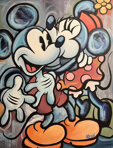 «Chroma Love» feat. Mickey Mouse/Minnie Mouse (Disney) van CHORGY, Schilderij te koop op Singulart