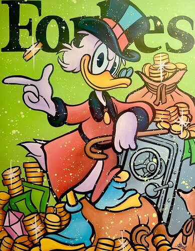 «Scrooge’s Forbes Coin Cover» feat. Scrooge McDuck (Disney) van CHORGY, Schilderij te koop op Singulart
