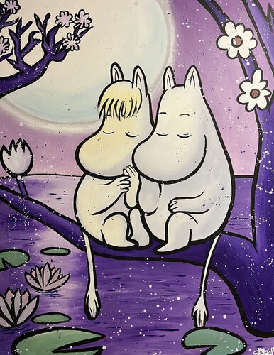 «Moomin» feat. Moomintroll/Snorkmaiden van CHORGY, Schilderij te koop op Singulart