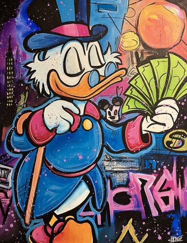 «Midnight Money Madness» feat. Scrooge McDuck (Disney) van CHORGY, Schilderij te koop op Singulart