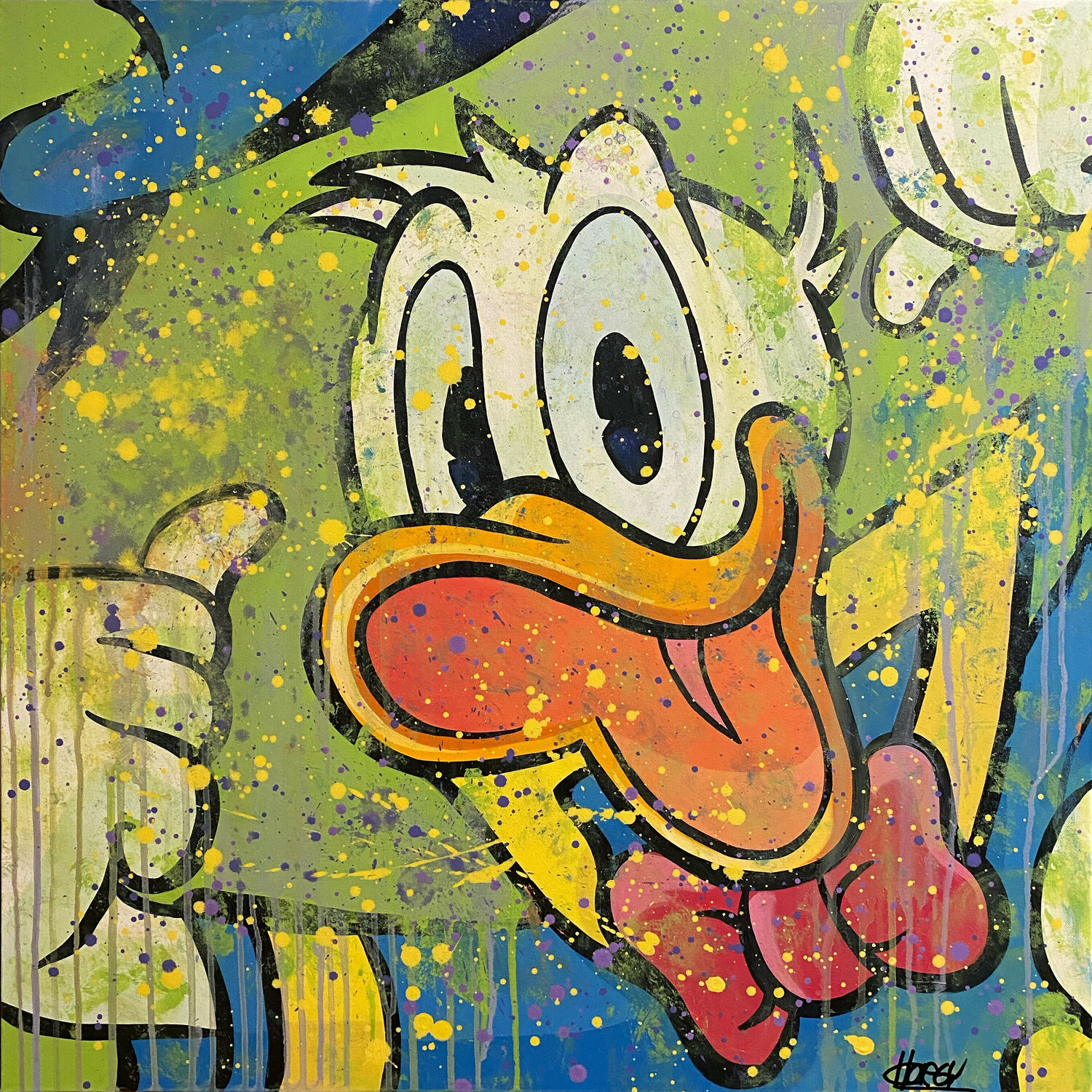 «Stay Positive» feat. Donald Duck (Disney) CHORGY Originalgemälde zu verkaufen