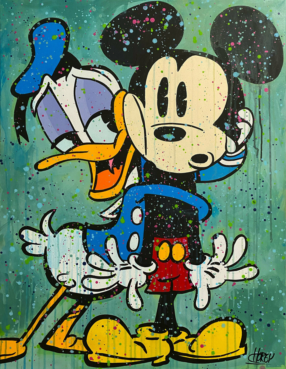 «Seek BroMouse» feat. Mickey Mouse & Donald Duck (Disney) CHORGY Originalgemälde zu verkaufen