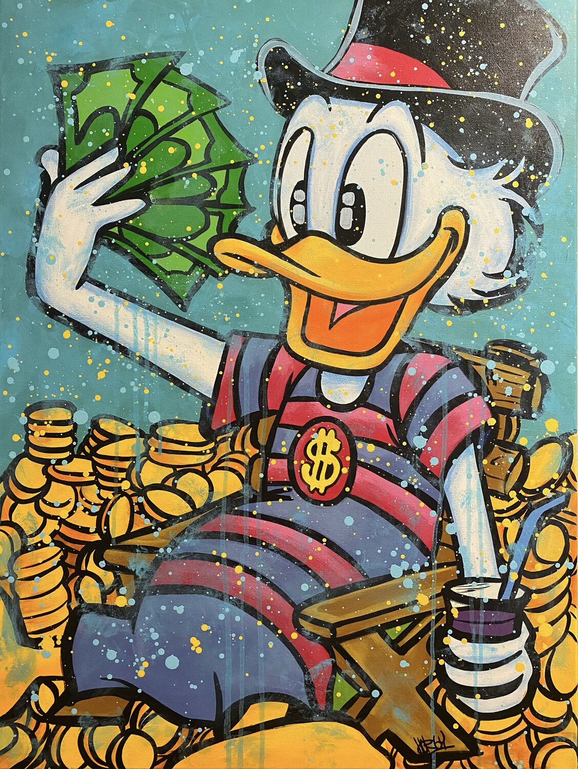 «Cash Fan» feat. Scrooge McDuck (Disney) CHORGY Originalgemälde zu verkaufen