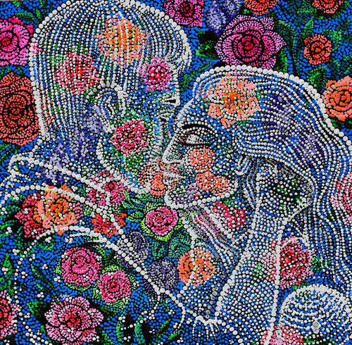 Kiss in the garden van Tove Storm, Schilderij te koop op Singulart