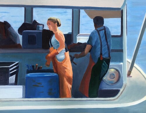 A Quiet Moment on the Way to Work van Michael Maron, Schilderij te koop op Singulart