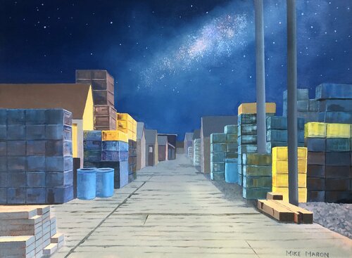 Starry Night over Widgery Wharf di Michael Maron, Pittura in vendita su Singulart