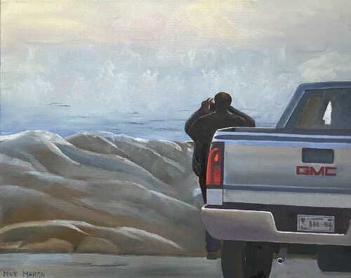 Capturing Sea Smoke at the End of Drew Road par Michael Maron, Peinture en vente sur Singulart