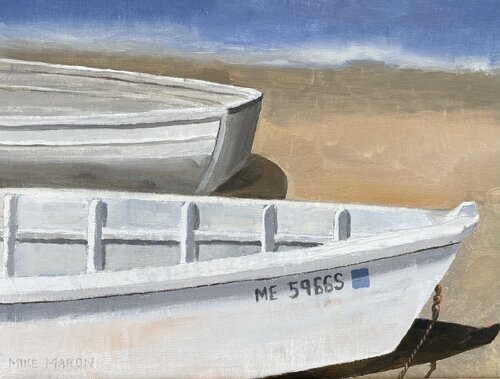 Skiffs at Pine Point par Michael Maron, Peinture en vente sur Singulart