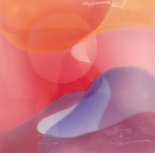 Salmon candy waves van Isabel Kleinert, Schilderij te koop op Singulart