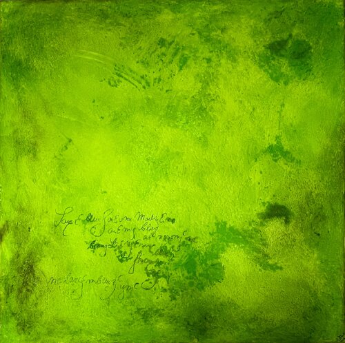 Lime-green 100 read me von Isabel Kleinert, Malerei kaufen auf Singulart