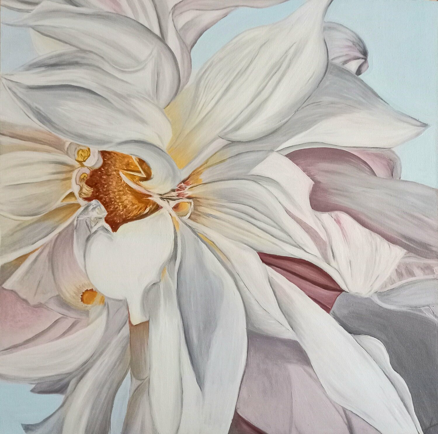 SINCERITY. FLOWER PAINTING. DAHLIA PAINTING. by Aleksandra